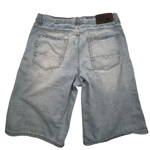 Royal Blue Denim Shorts Relaxed Fit Light Wash‎ Men 36 Skater Baggy Streetwear - Picture 2 of 11